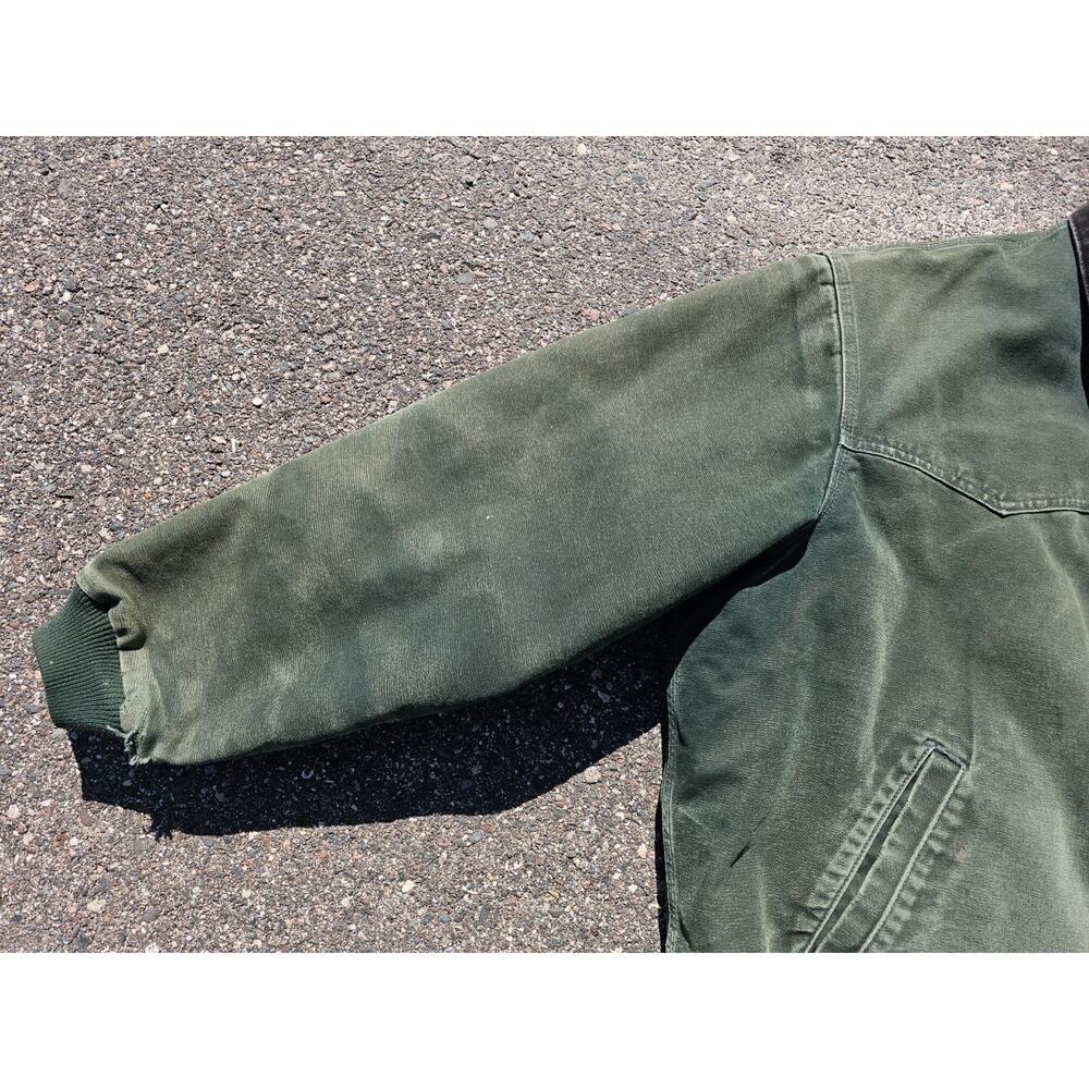 VINTAGE Carhartt Jacket Men Green Santa Fe J14 SPC Sun Faded Distressed Spruce - Picture 7 of 11